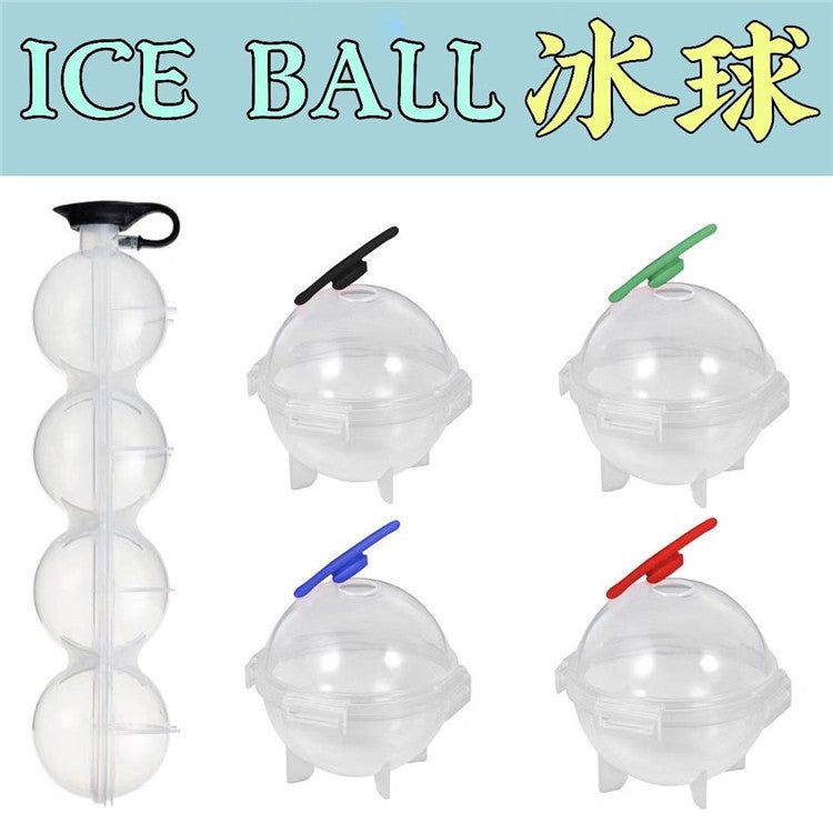 Silicone Round Ice Ball Mold for Whiskey and Cocktails, 4-Cavity Ice Cube Tray