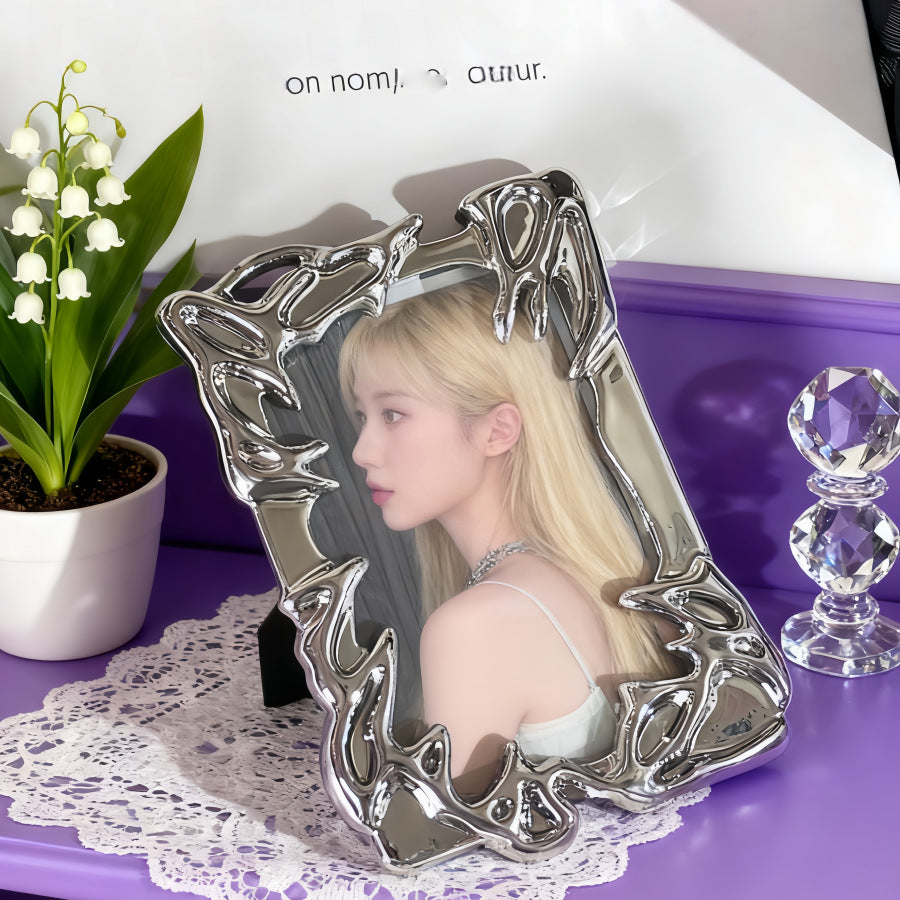 Electroplated Irregular Photo Frame for Instax Photos and Cards