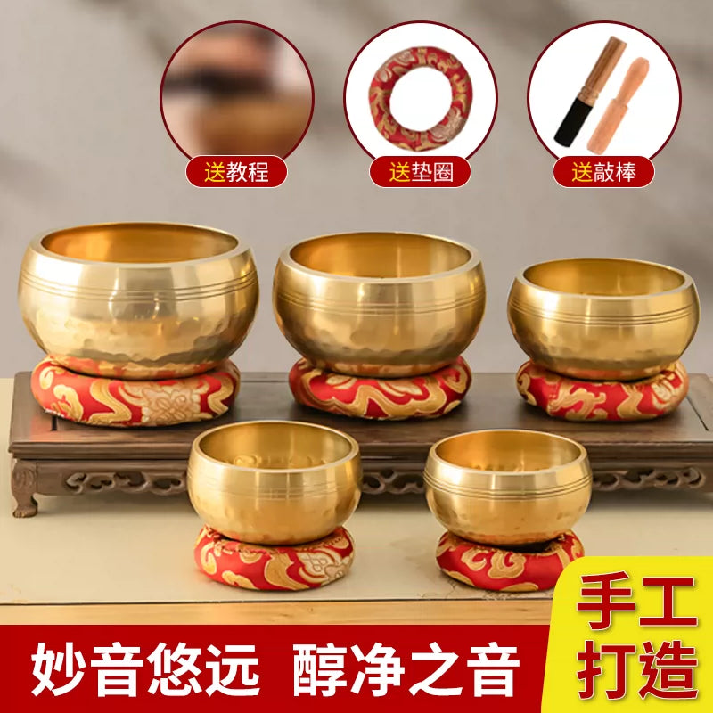 Tibetan Singing Bowl Set for Yoga Meditation and Sound Healing