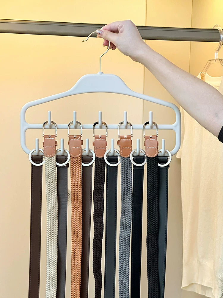 Multi-functional Belt Scarf Tie Hanger with Multiple Hooks for Closet Organization