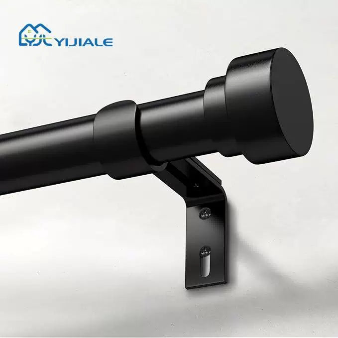 Nordic Industrial Style Black Curtain Rod Single/Double Pole Top Mount Aluminum Alloy