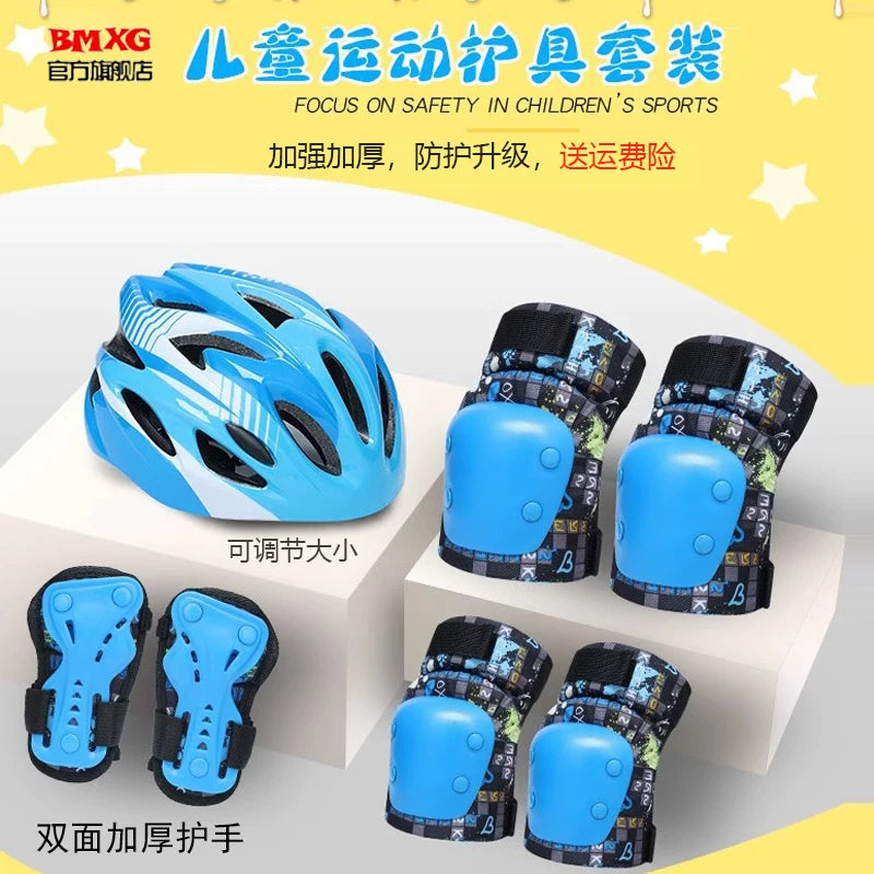 BMXG Professional Skateboard Helmet and Protective Gear Set for Kids and Adults
