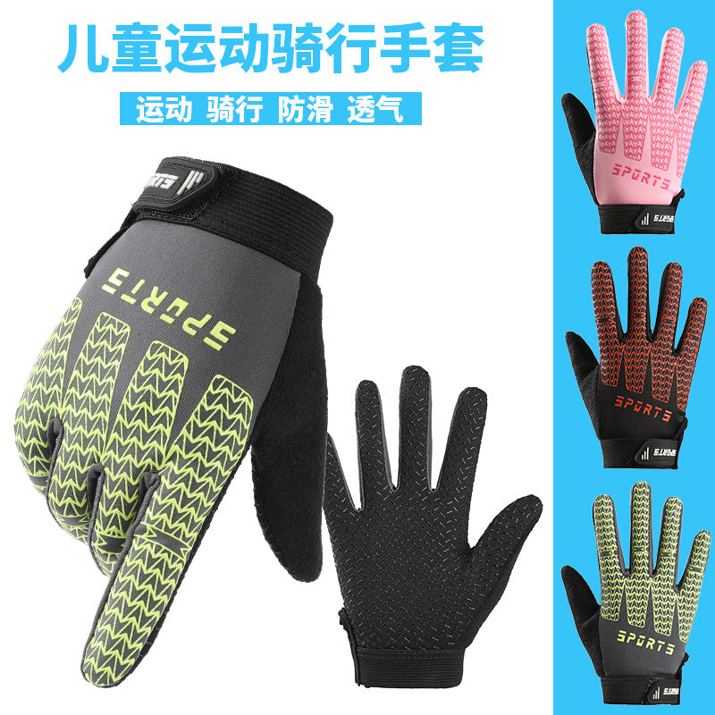 Kids' Full Finger Cycling Gloves Anti-Slip Wear-Resistant for Outdoor Sports Training