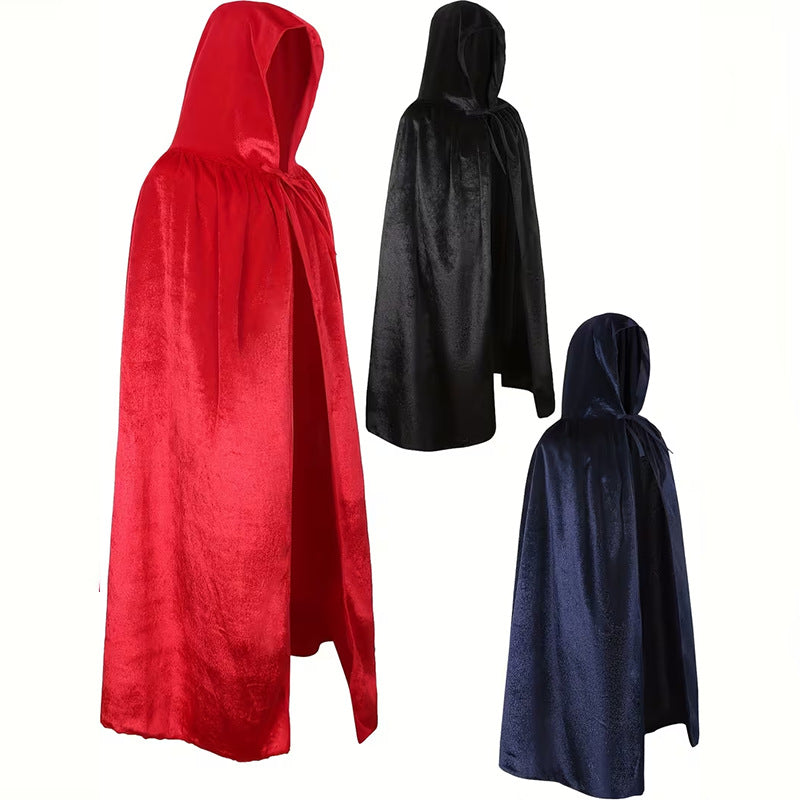 Halloween Velvet Hooded Cloak for Adults and Kids - Grim Reaper, Vampire, Witch Costume