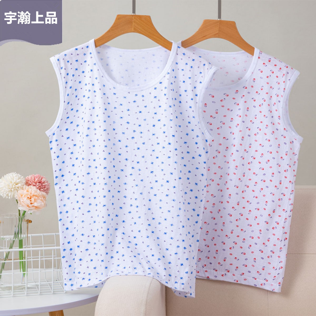 Women's Cotton Sleeveless Undershirt for Elderly, Loose Fit Tank Top