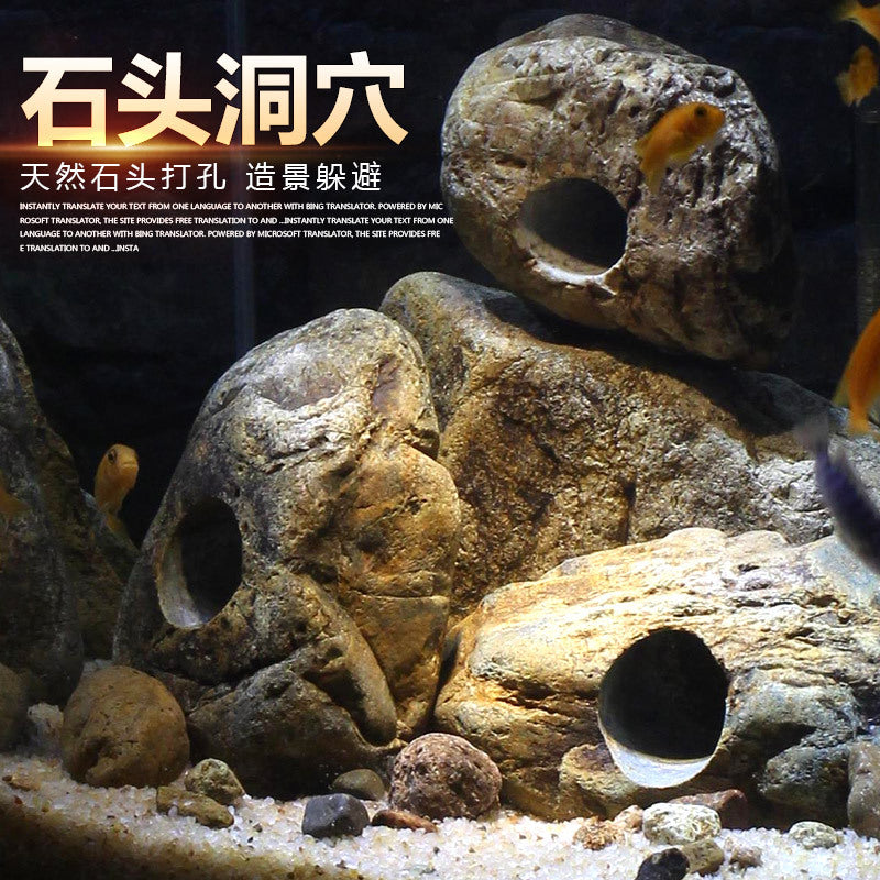 Natural Rock Cave Aquarium Decor for Breeding and Hiding
