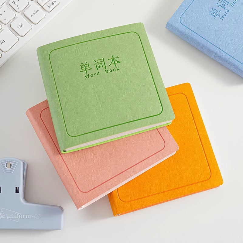 Portable Pocket Notebook with Leather Cover - Square Memo Pad for Notes and Reminders