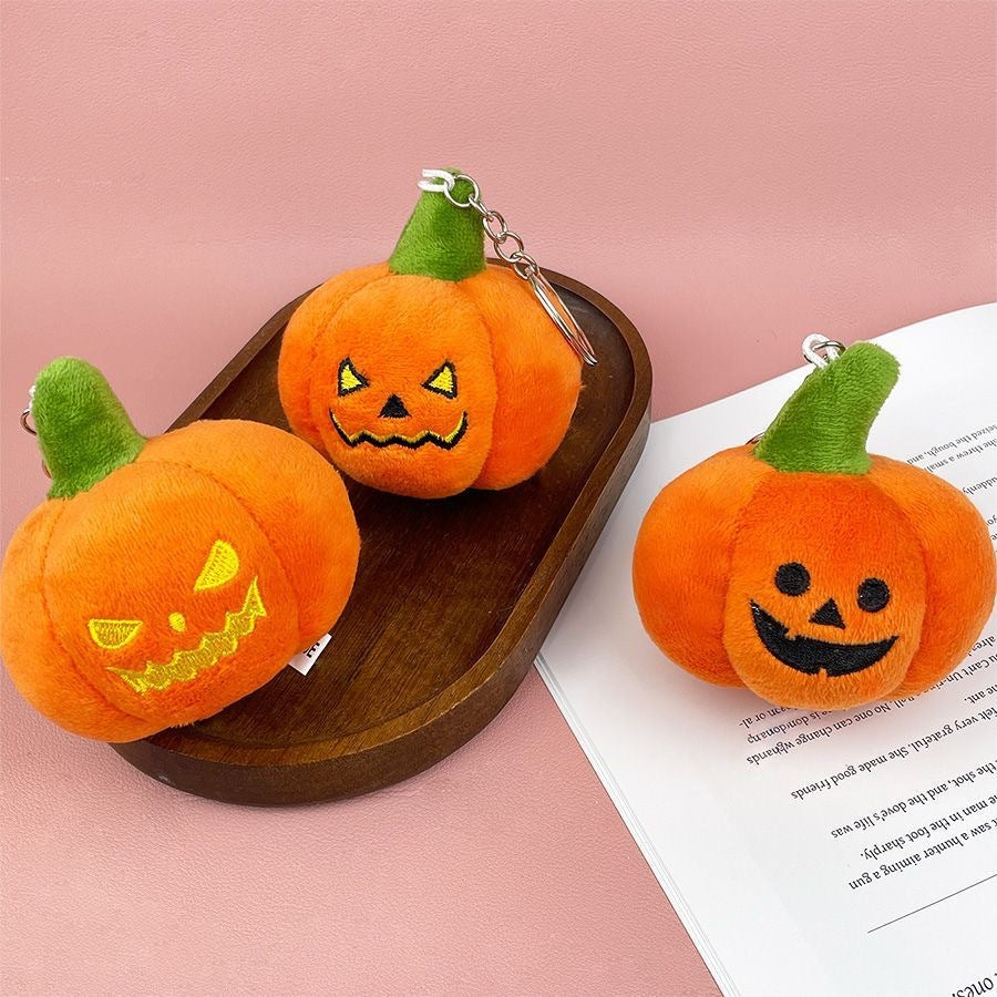 Funny Pumpkin Plush Keychain Cartoon Cute Bag Charm Halloween Gift