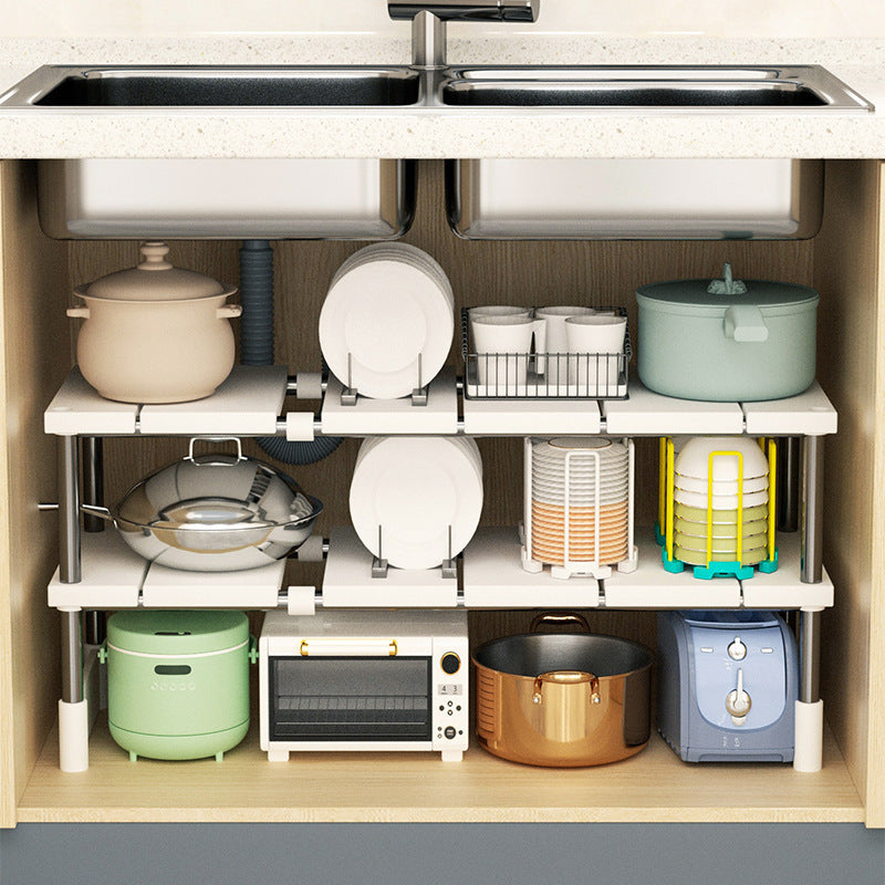 Expandable Under-Sink Organizer Rack for Kitchen Cabinets, Multi-functional Storage Shelf