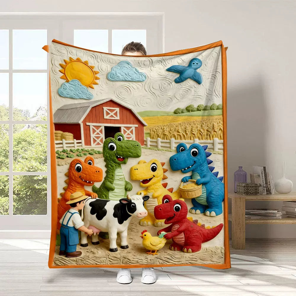 Jurassic Dinosaur Flannel Blanket for Kids - Cartoon Dino Baby Throw Blanket
