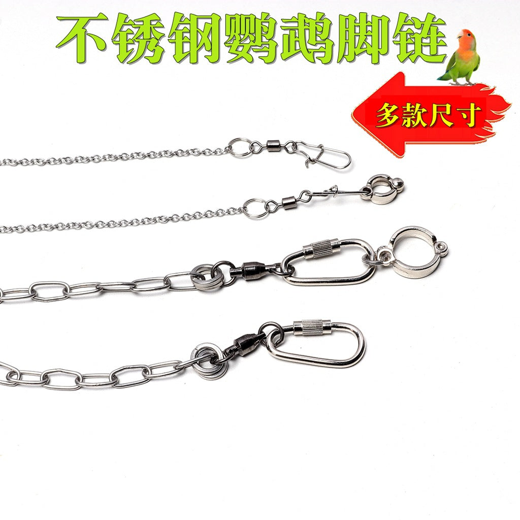 Stainless Steel Parrot Ankle Chain with Open Leg Ring for Birds