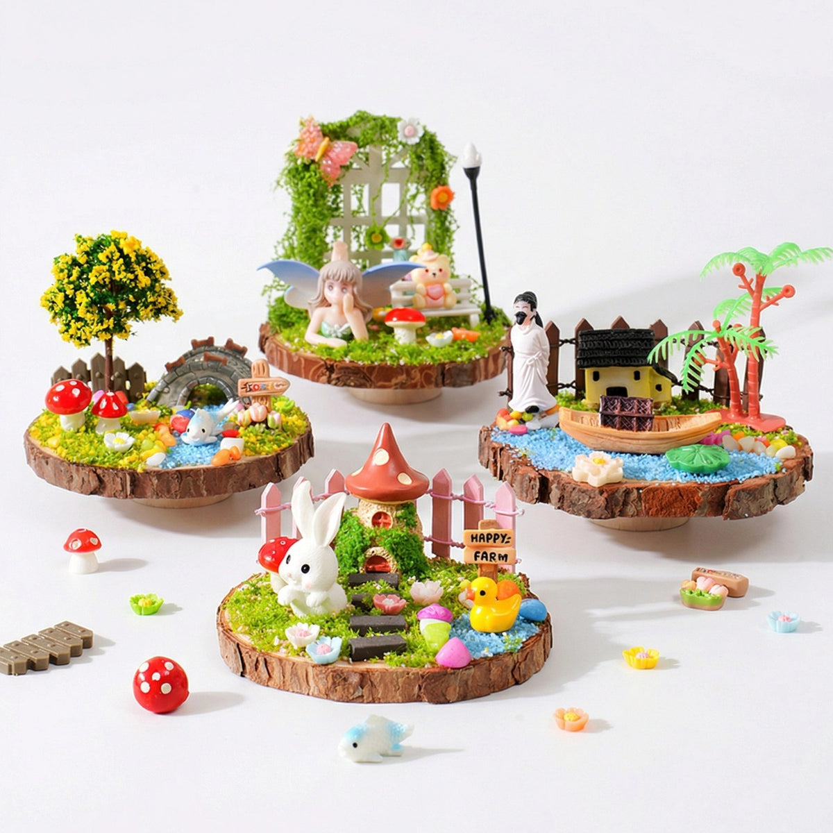 DIY Miniature Landscape Kit Tree Stump Cabin Ornament for Kids