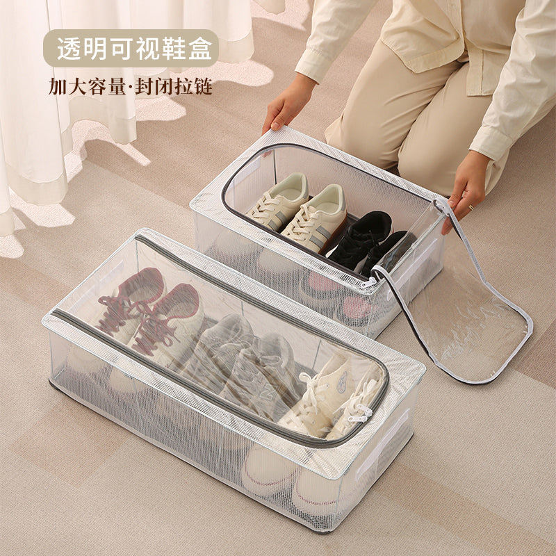 Under-Bed Shoe Storage Box with Clear Window, Foldable Dustproof Moisture-Proof Shoe Organizer