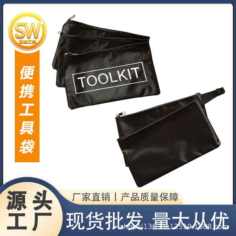 Portable Canvas Zipper Tool Bag for Car, Oxford Cloth Hardware Storage Pouch