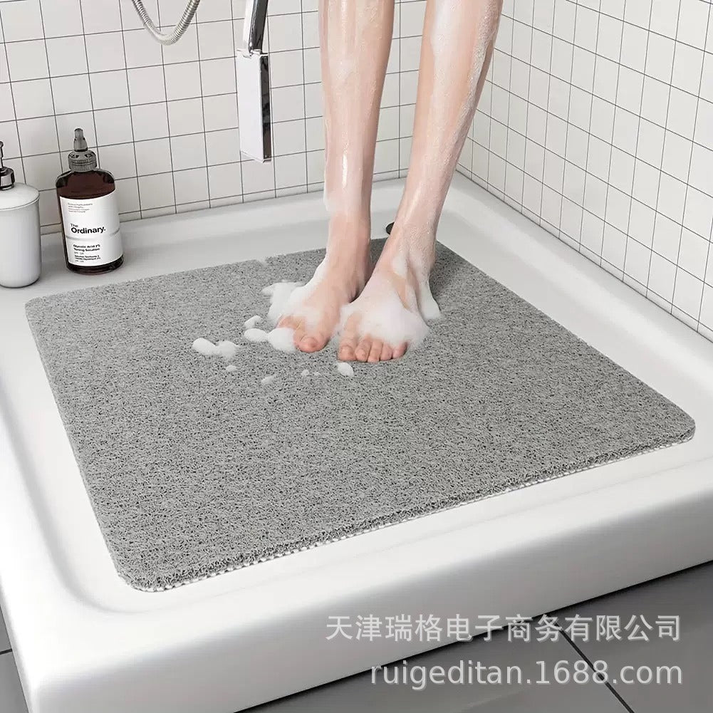 Solid Color Hollow Loop Pile Bath Mat Non-Slip Shower Room Drain Mat Customizable