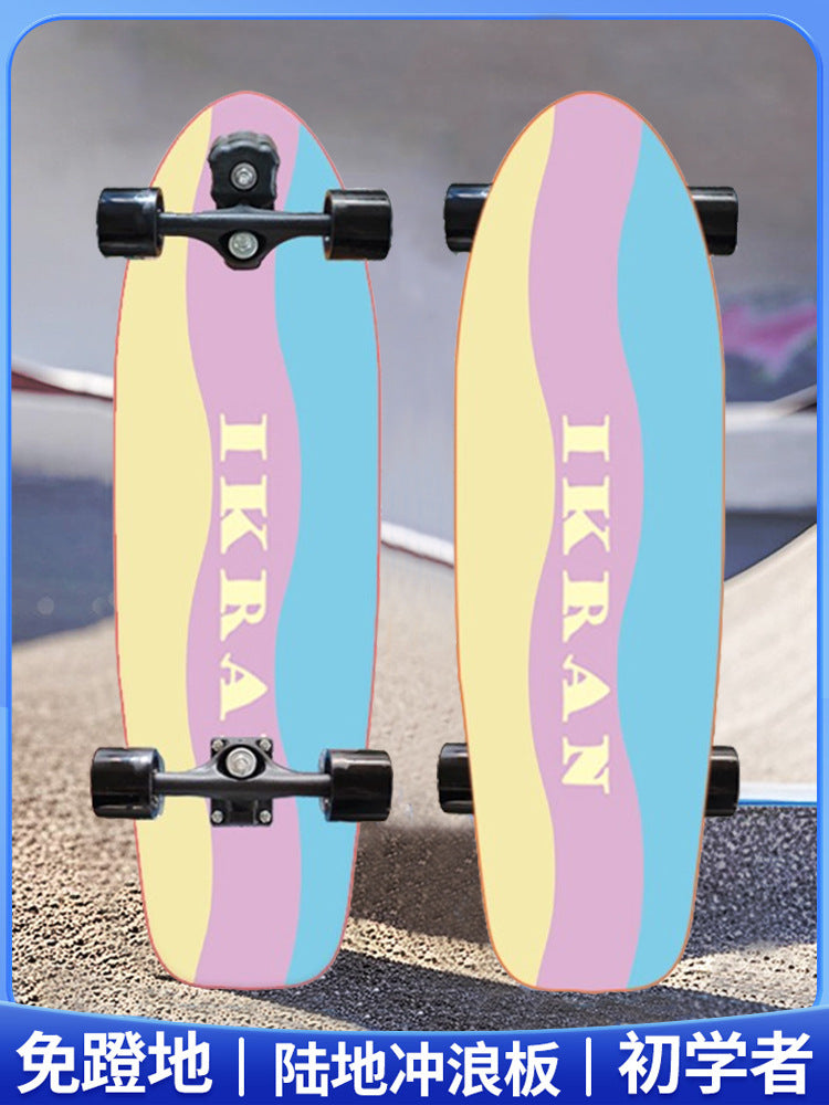 Surfskate Skateboard for Beginners, Adults, Teens, and Kids - Flashing Wheels