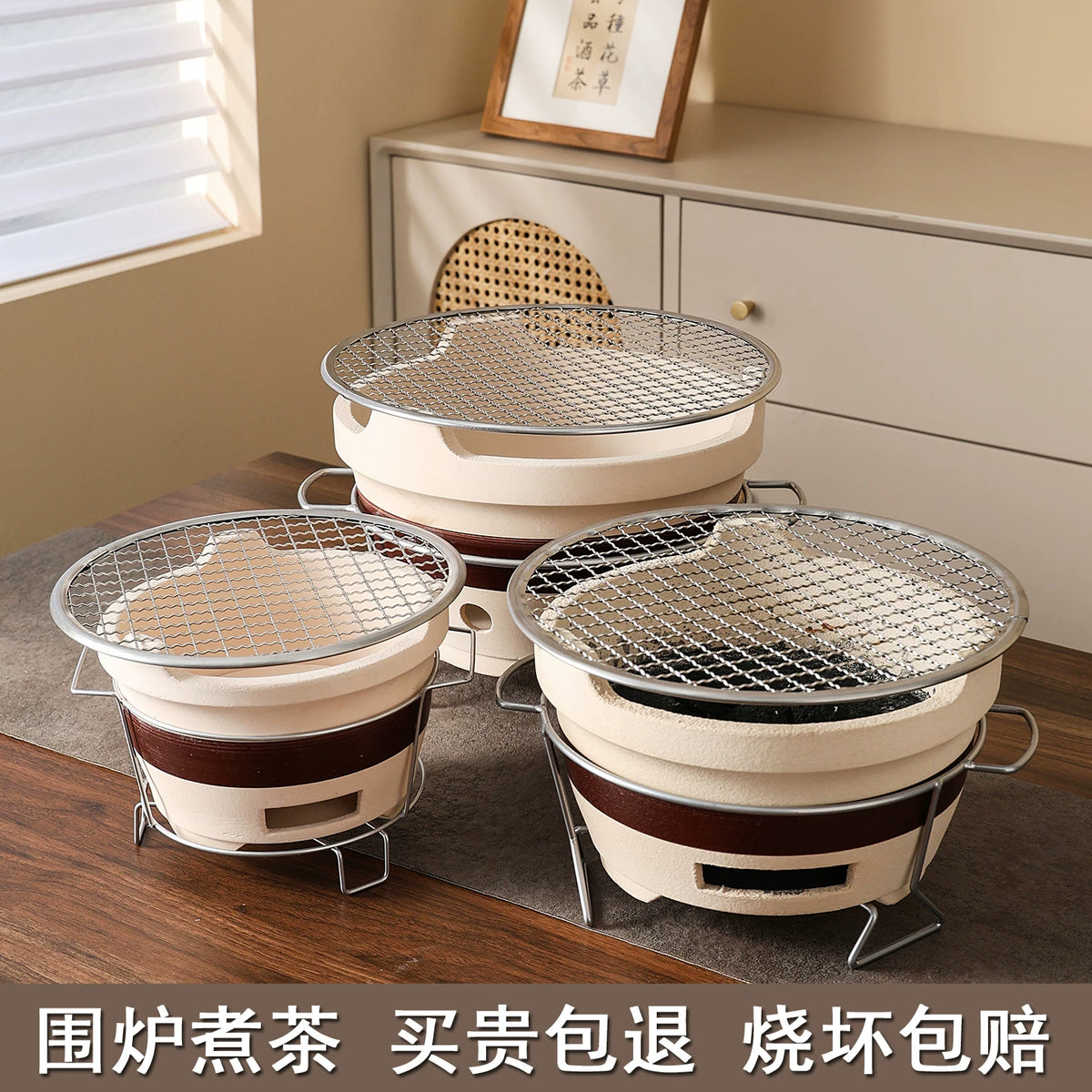 Vintage Clay Charcoal Stove for Indoor/Outdoor Use - Hot Pot, BBQ, and Tea Brewing