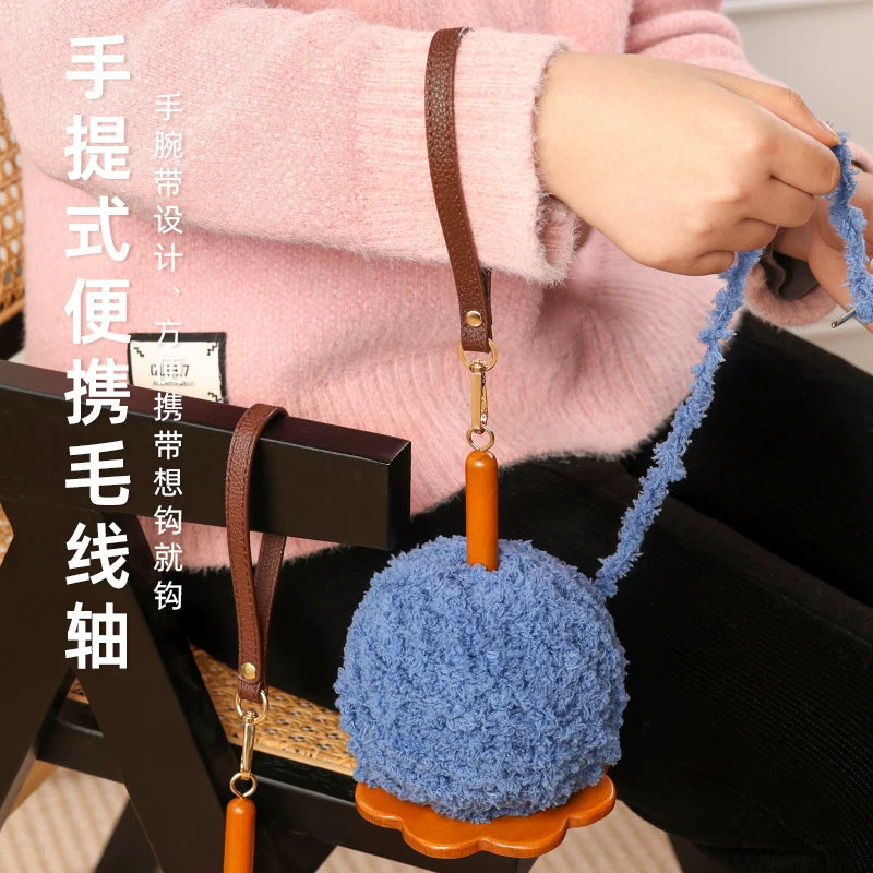 Portable Wooden Yarn Holder for Knitting and Crocheting