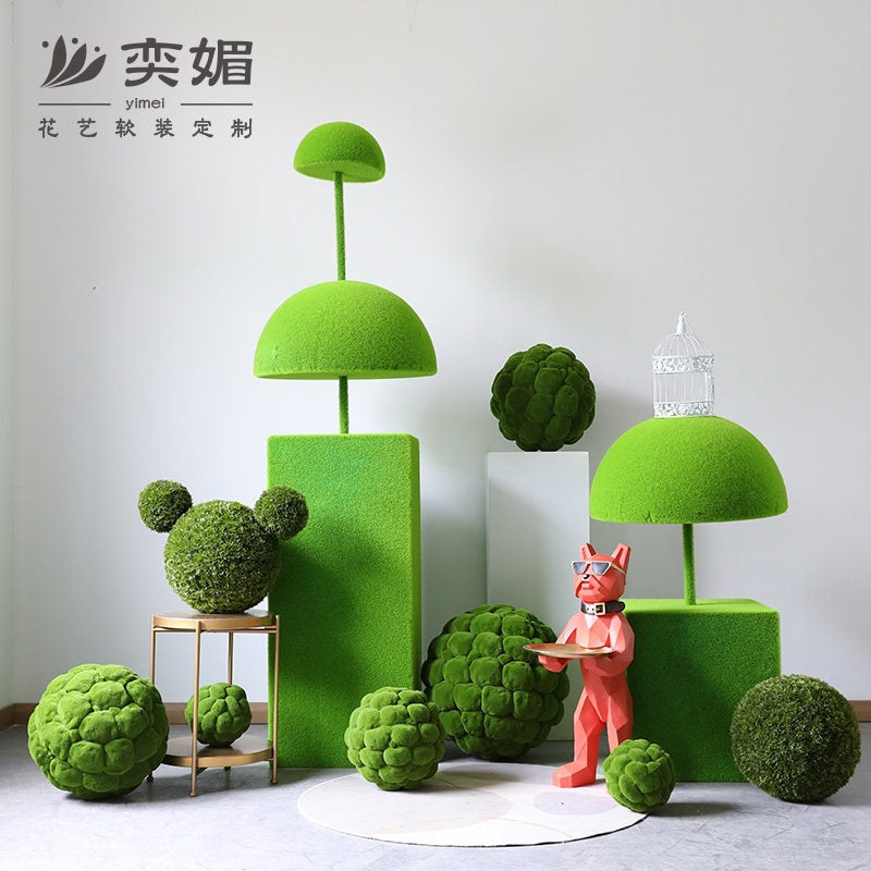 Artificial Moss Ball & Cypress Leaf Topiary for Indoor Decor