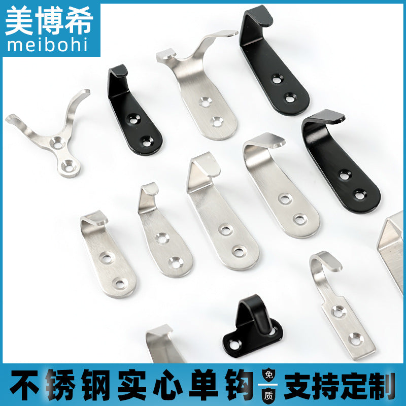 Black Stainless Steel Single Robe Hook for Home, Hotel, Kitchen, and Bathroom