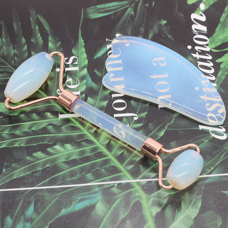 Opal Double-Headed Jade Roller & Gua Sha Set for Face Massage