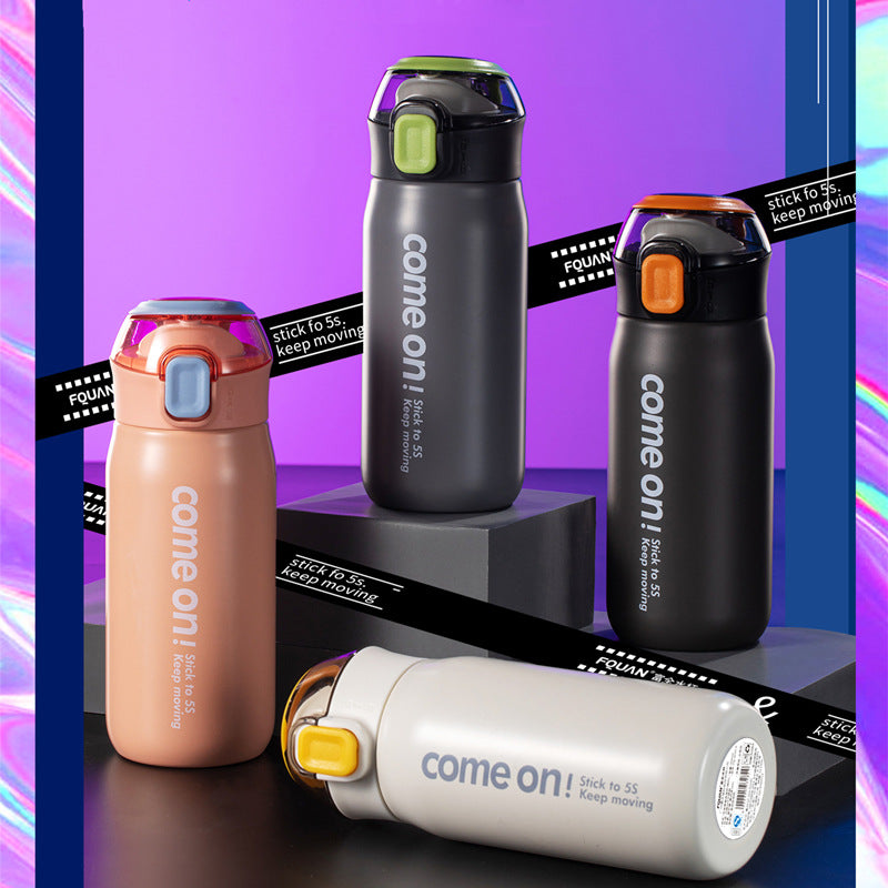 Foquan Wodi Portable Insulated Water Bottle with Pop-up Lid for Students and Outdoor Sports