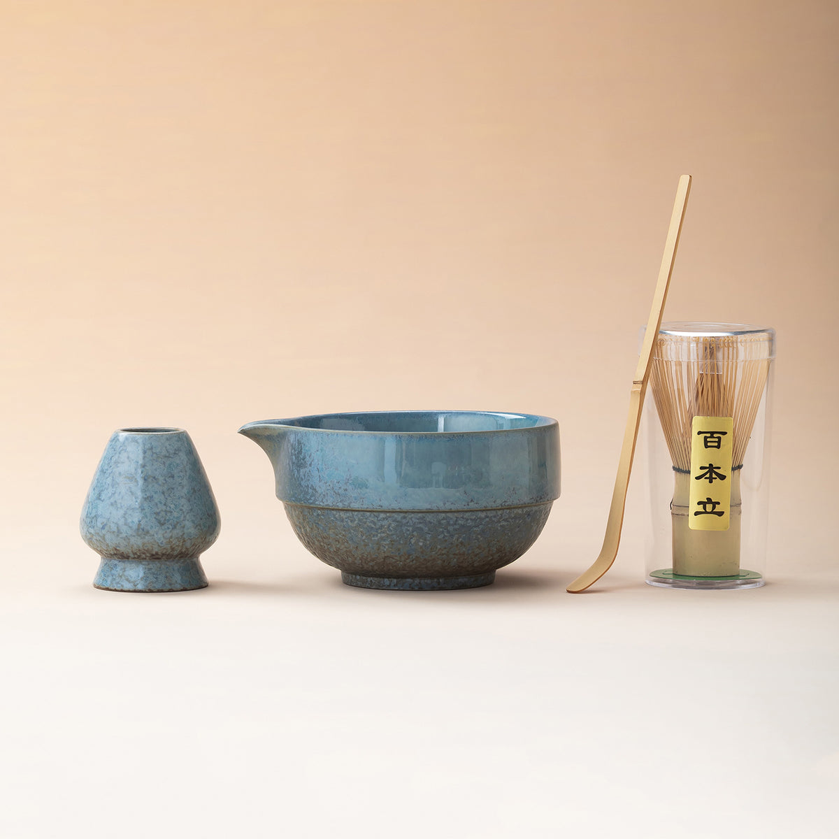 Japanese Style Tenmoku Glaze Ceramic Matcha Bowl Set