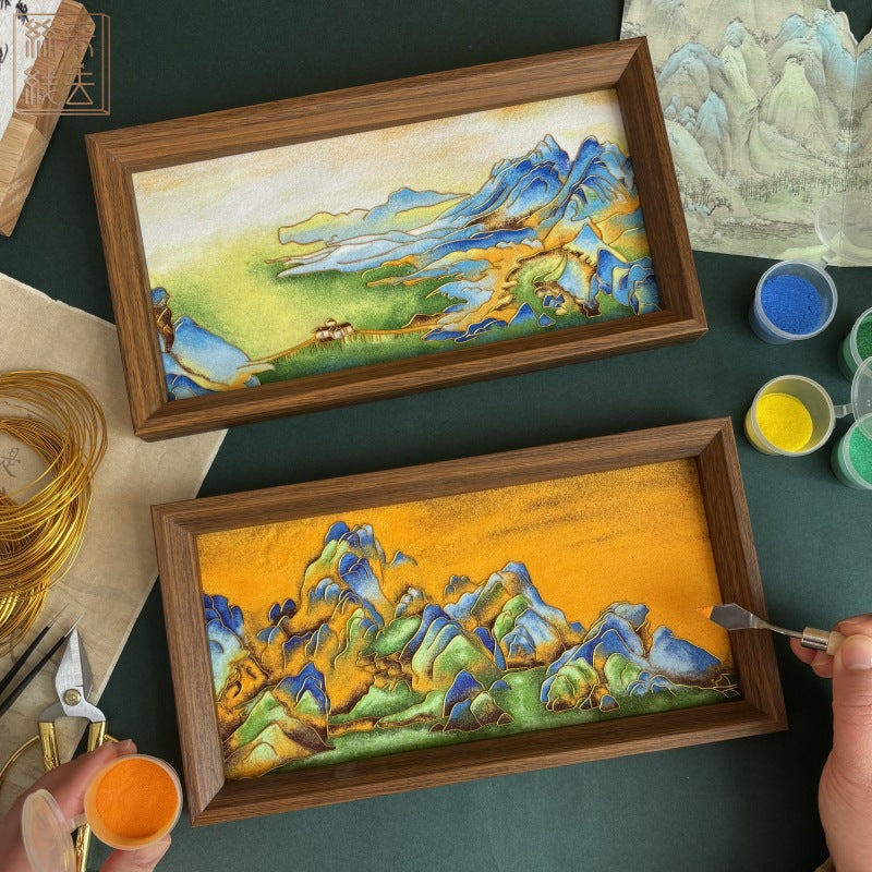 中国十大名画非遗掐丝珐琅diy手工制作材料王希孟千里江山景泰蓝