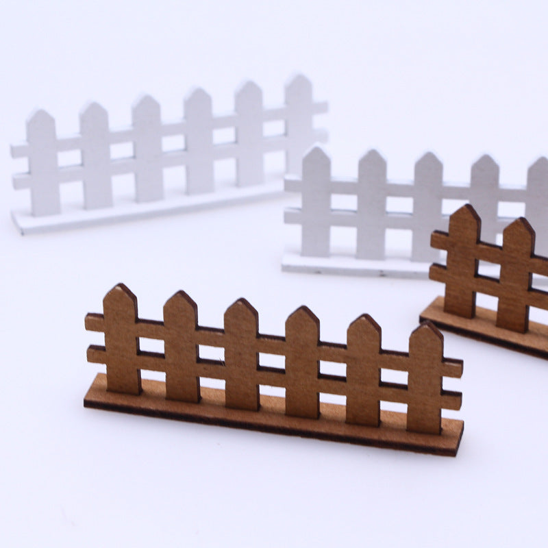 Miniature Wooden Fence Model for Dollhouse Micro Landscape Decor