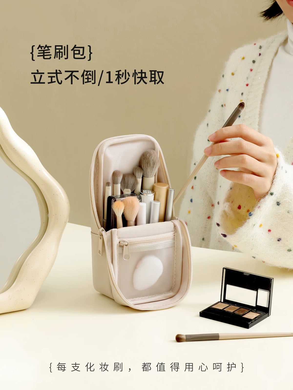 Portable Standing Makeup Brush Bag for Travel