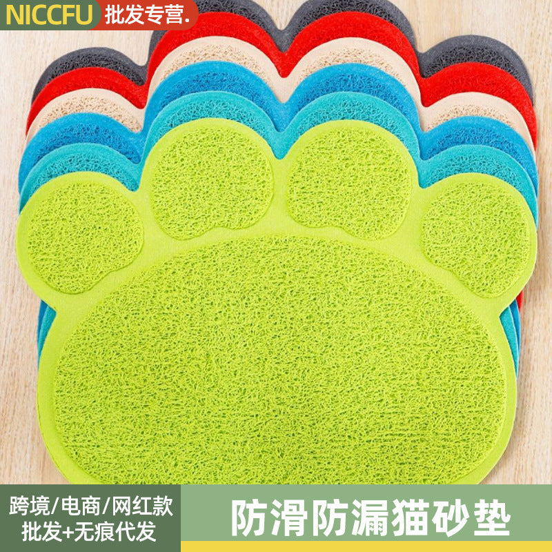 Pet Paw Print Cat Litter Mat - Non-Slip & Leak-Proof Litter Trapper Pad