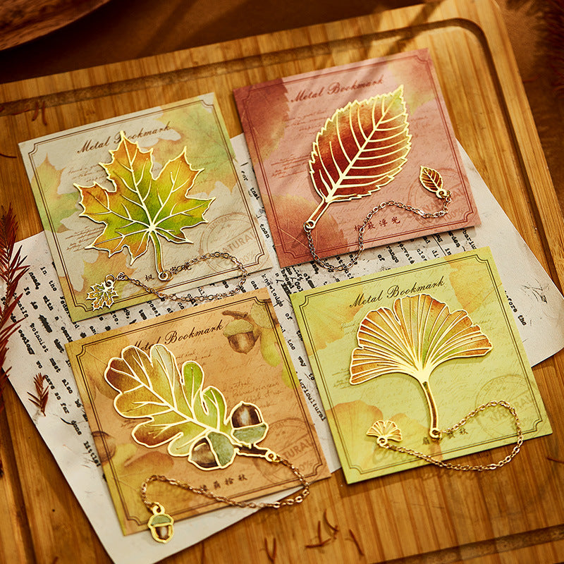 Classical Chinese Style Metal Leaf Bookmark, Exquisite Plant Vein Design, Creative Gift for Students and Graduates