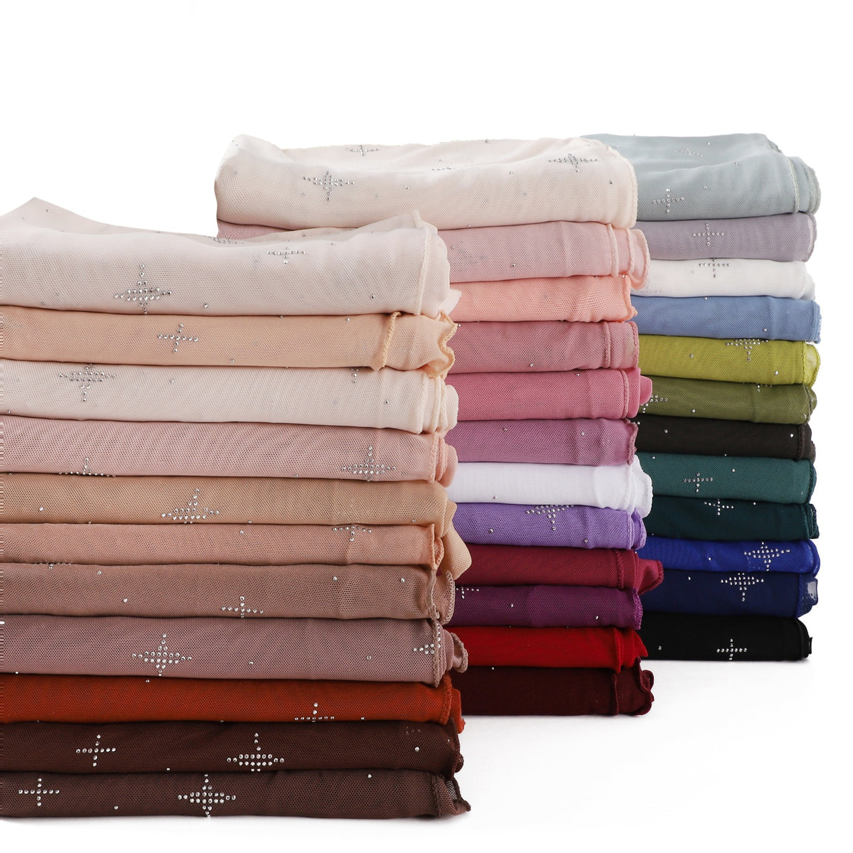 Solid Color Meteor Hot Drill Mesh Long Scarf Headscarf