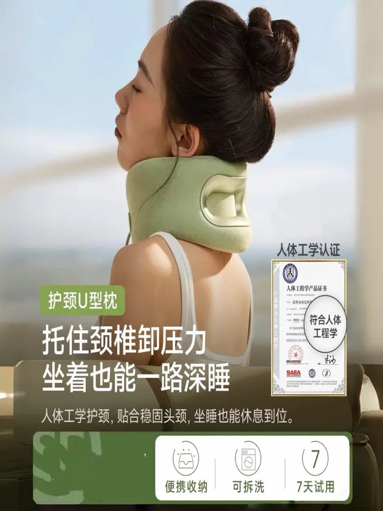 SINIO Travel U-Shaped Memory Foam Neck Pillow for Adults, Ergonomic Design for Airplanes, Trains, and Cars