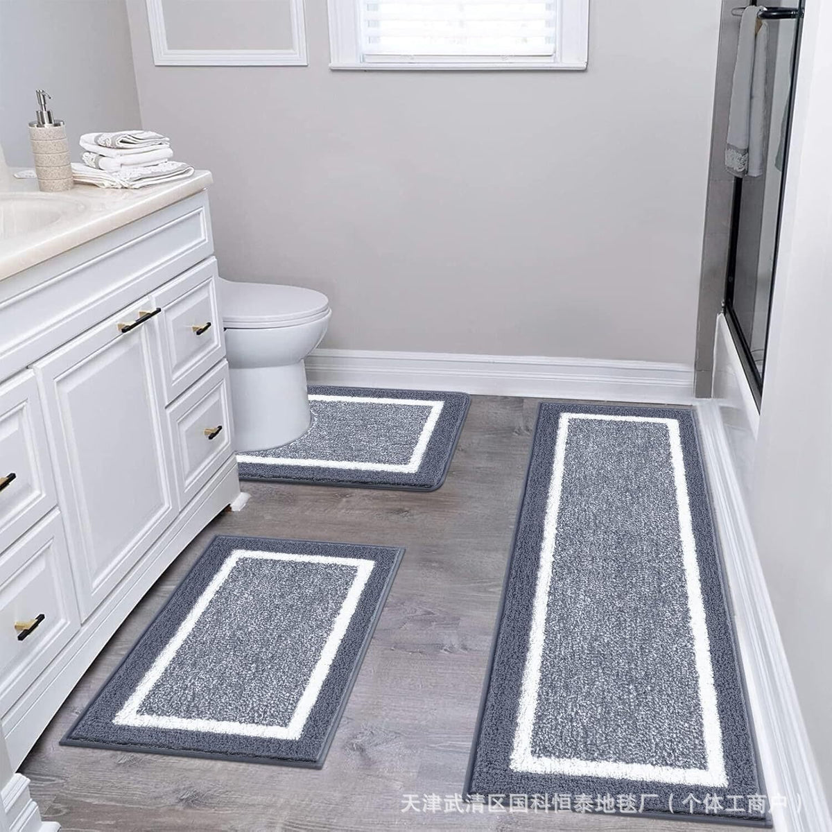 Nordic Faux Cashmere Non-Slip Bathroom Mat Set for Toilet, Entryway, and Kitchen