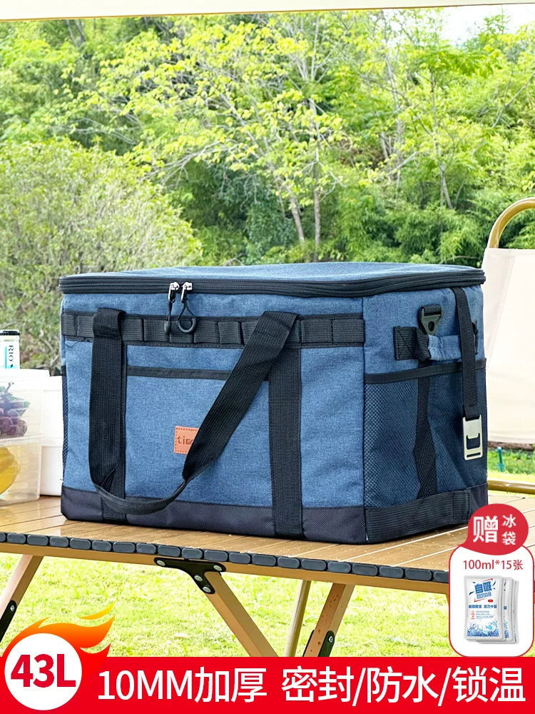 Large Capacity Insulated Cooler Bag, Foldable Portable Waterproof Lunch Box for Camping and Picnics
