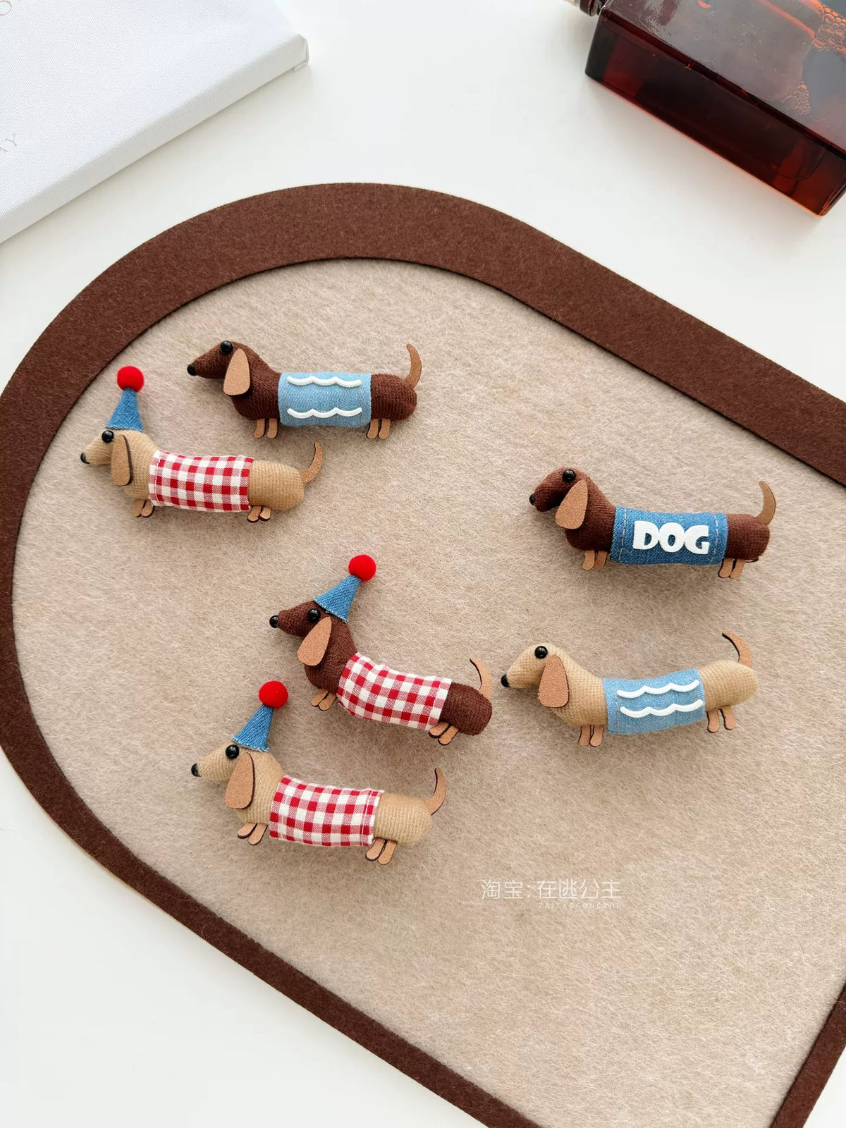 Cute Dachshund Dog Christmas Hat Hair Clips Cartoon Bangs Clip for Girls