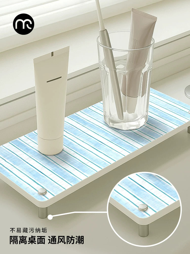 Diatomaceous Earth Absorbent Mat for Bathroom Countertops and Sinks, Quick Dry Tray for Toothbrush Cups and Toiletries