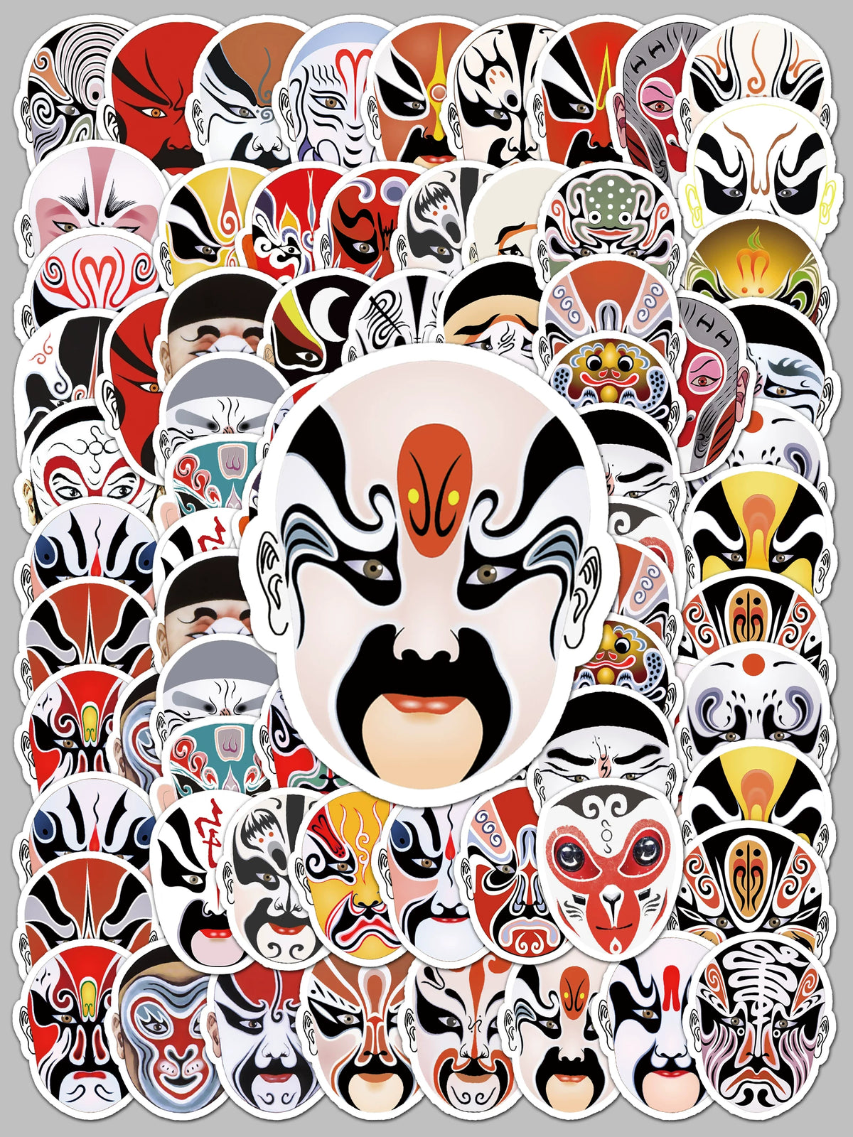 Chinese Opera Face Mask Stickers for DIY Decoration