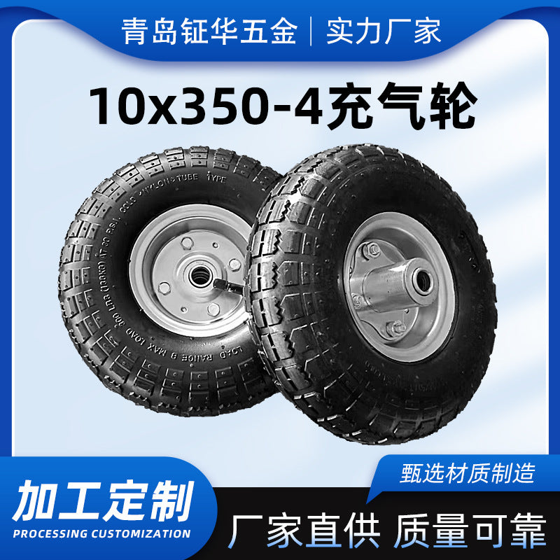 Inflatable Rubber Tire with Inner Tube for Hand Trucks and Warehouse Carts, 10x3.50-4
