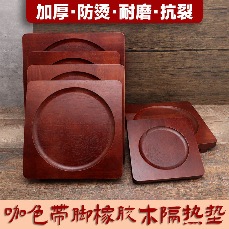 Rubberwood Heat Resistant Trivet for Pots and Pans, Wooden Tray for Teapots and Griddles