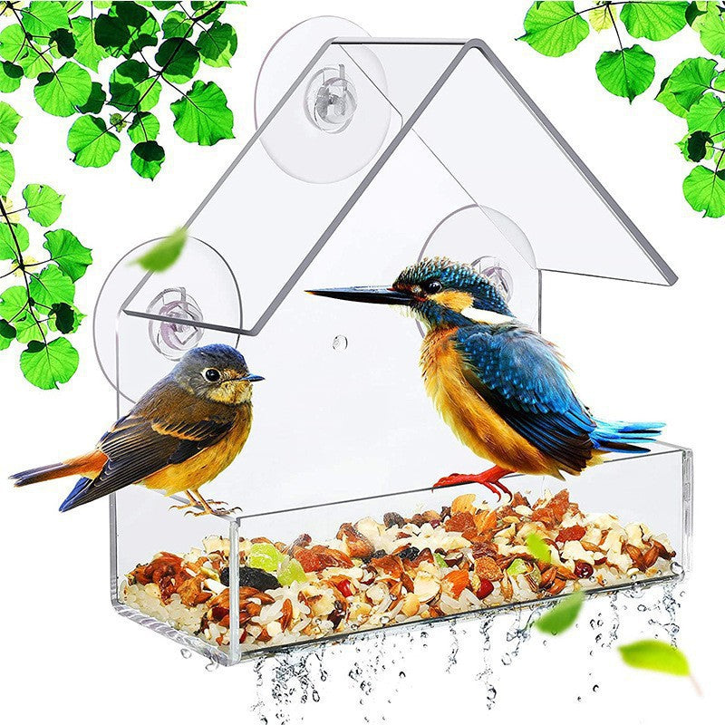 Acrylic Wall-Mounted Bird Feeder Cage for Small Birds