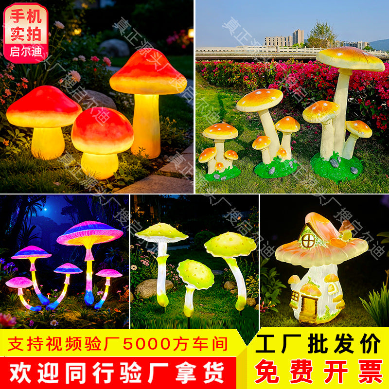 Outdoor Solar/Electric Mushroom Garden Landscape Light for Villa Yard Decoration