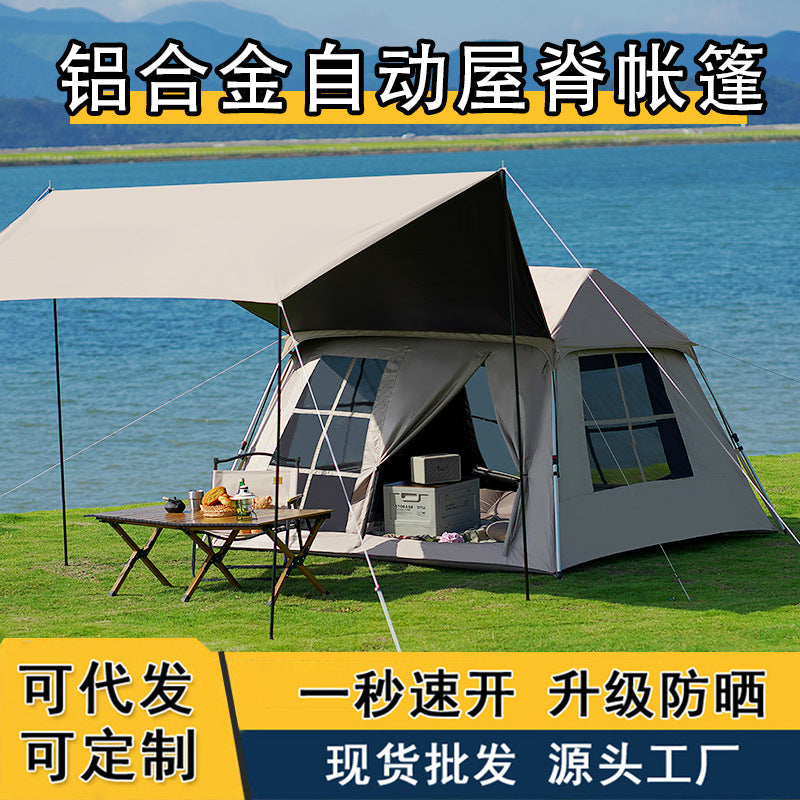 Ridge Tent with Tarp, Automatic Double-Layer, Large Blackout Sun Protection, Rainproof for Outdoor Camping
