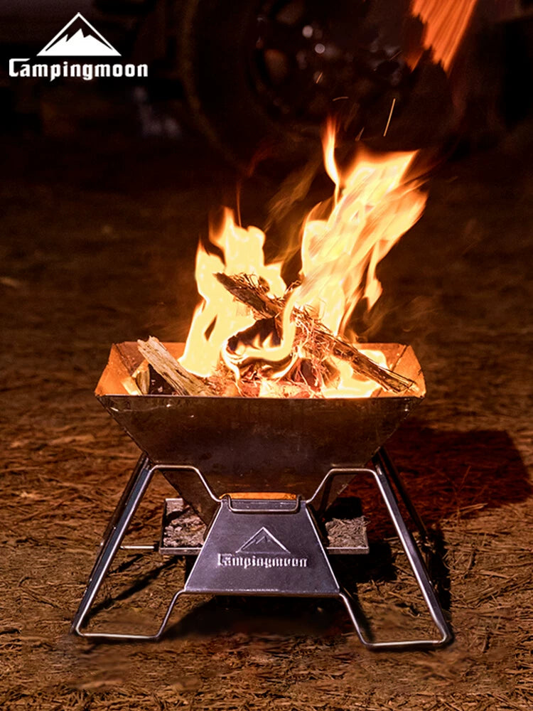 KEEMANS Portable Folding Stainless Steel BBQ Grill and Fire Pit for Outdoor Camping