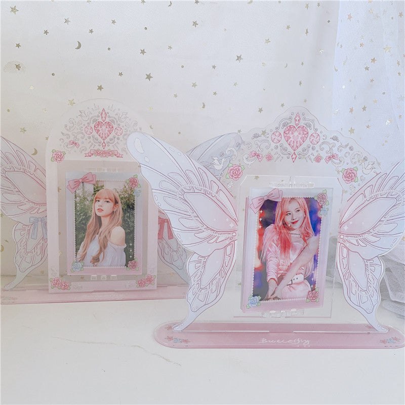 Acrylic Butterfly Effect Rotating Stand for Photos and Cards, Desktop Ornament