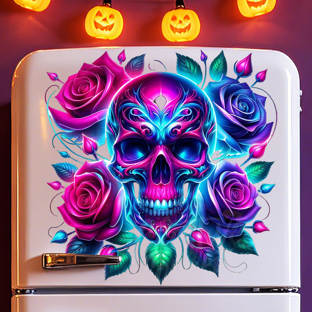 Halloween Skull and Floral Wall Decal Sticker