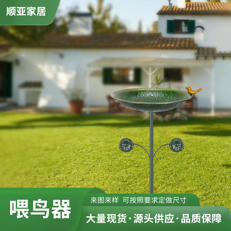 Vintage Cast Iron Bird Bath Feeder for Garden & Lawn Decor