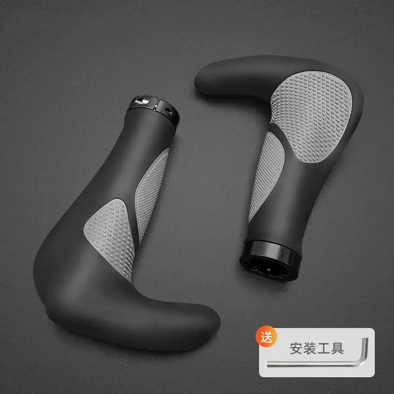 Bicycle Handlebar Grips with Bar Ends - Universal Anti-Slip Rubber for Mountain Bikes