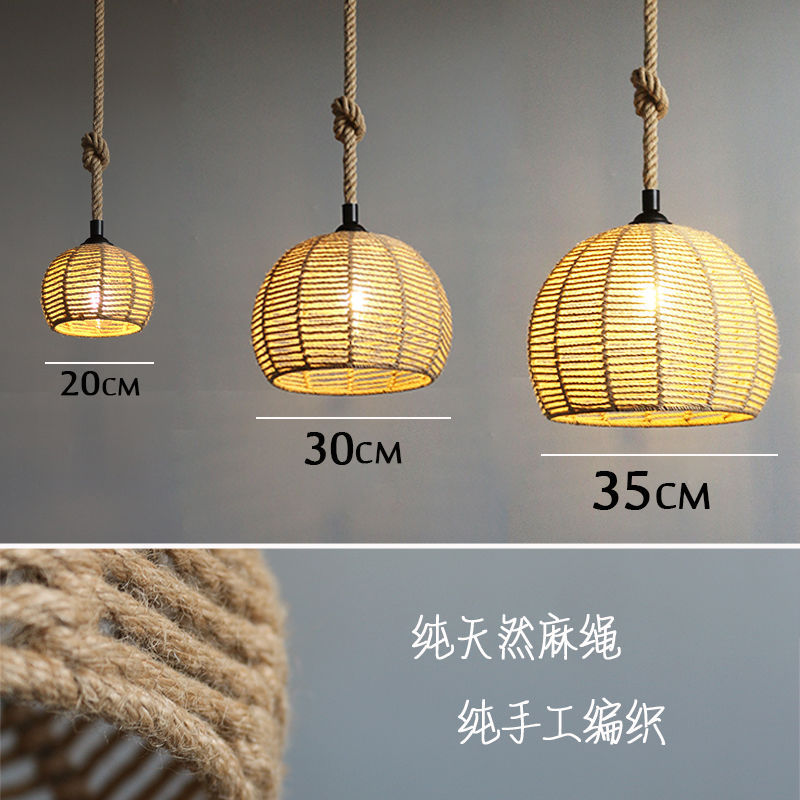 Industrial Hemp Rope Sphere Chandelier for Dining Room Bedroom Bar